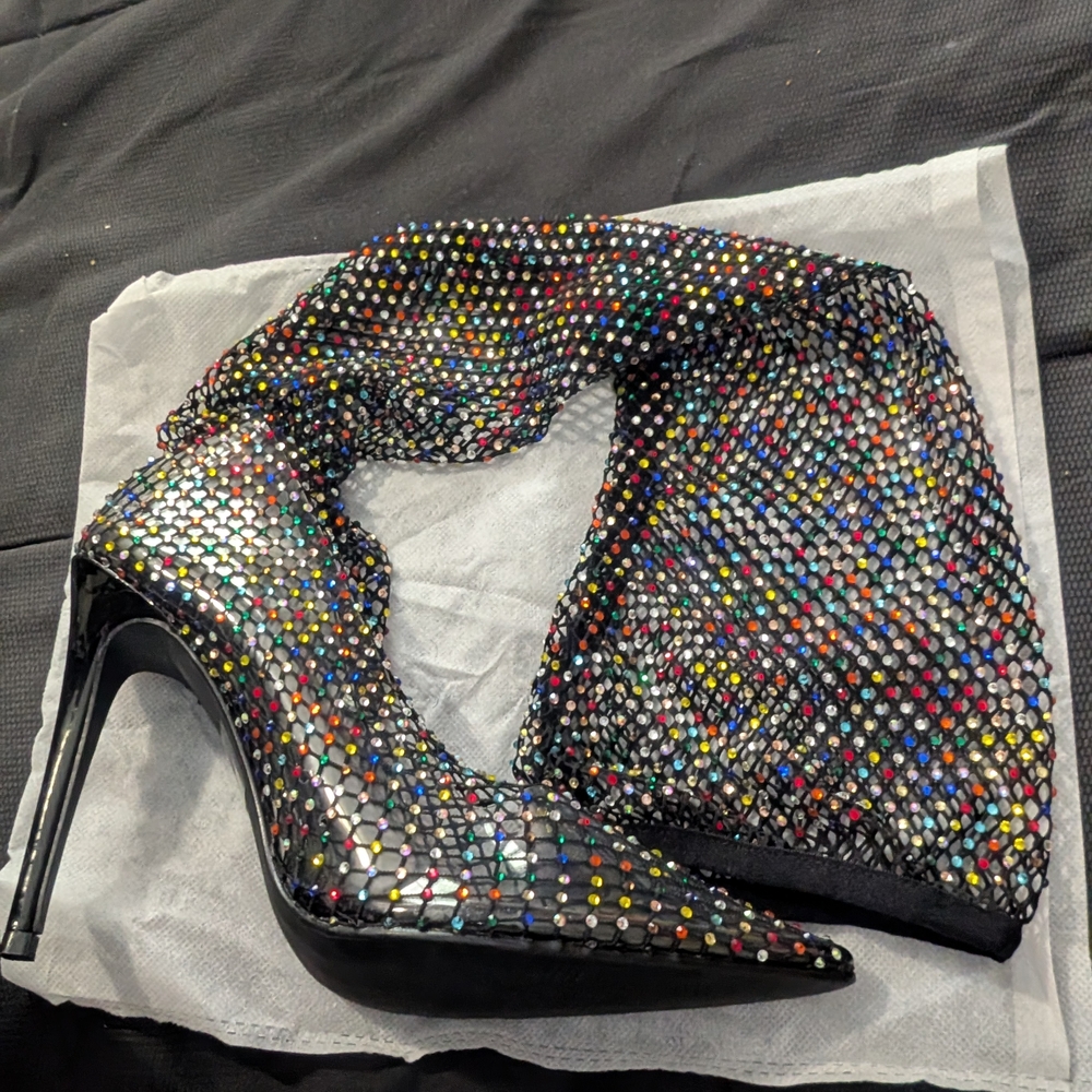 Cape Robbin Black Multicolor Rhinestone Heeled Boots